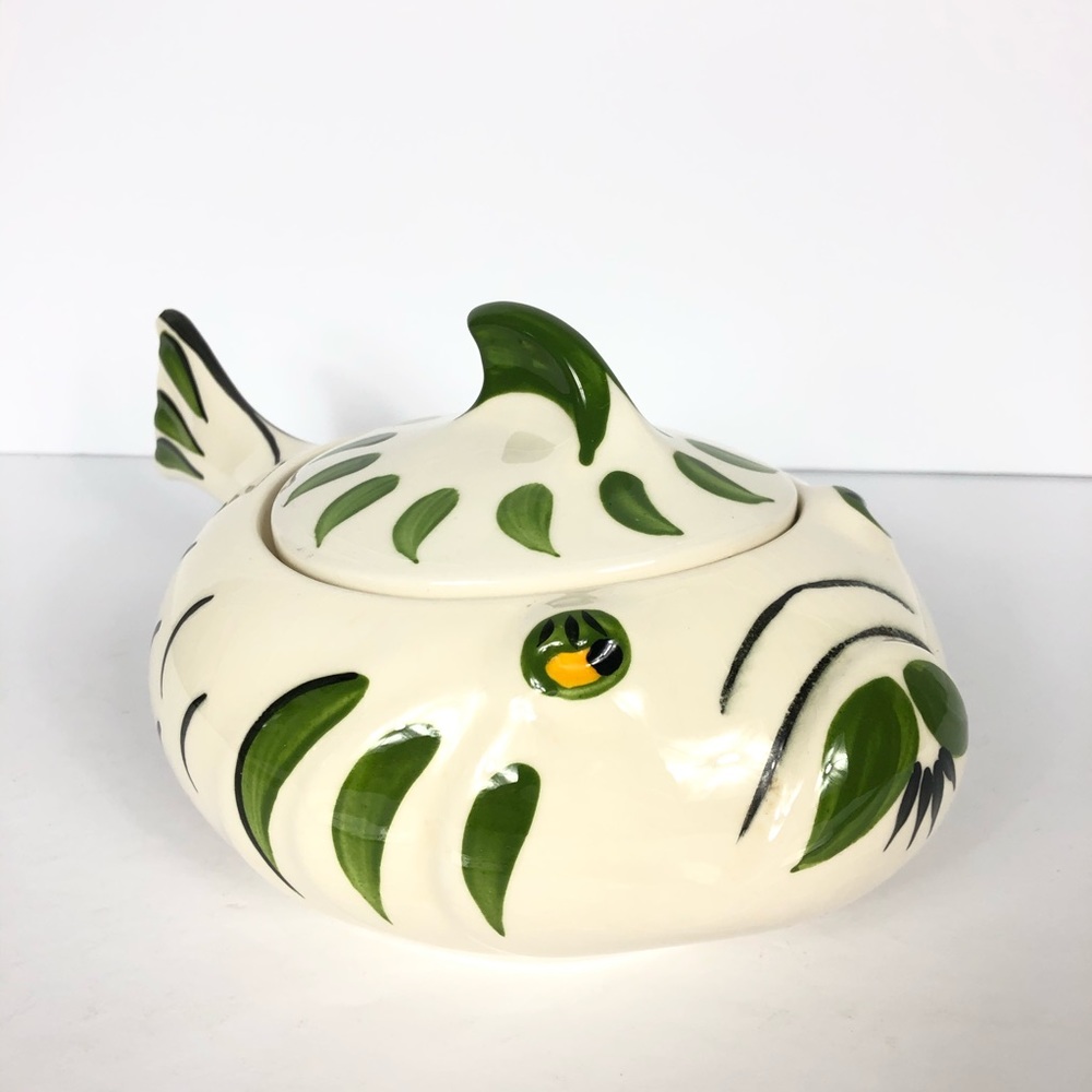 Knabstrup Vintage Danish Catfish Dish with Lid